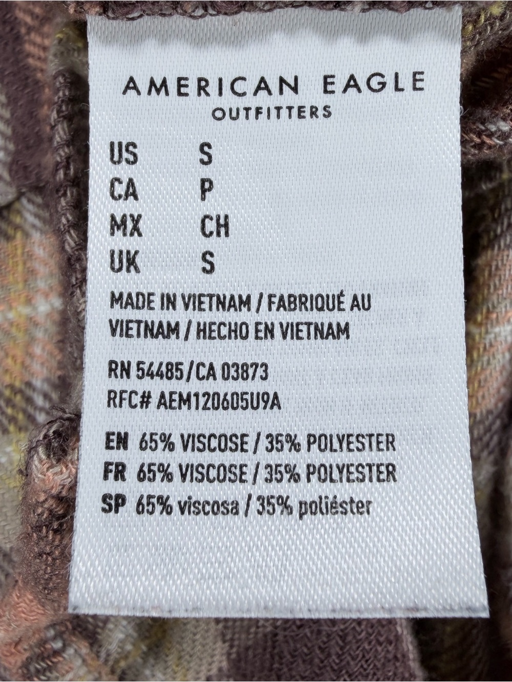 American Eagle Outfitters Plaid Button-Down Shirt in Brown and Cream SMALL - Picture 5 of 5